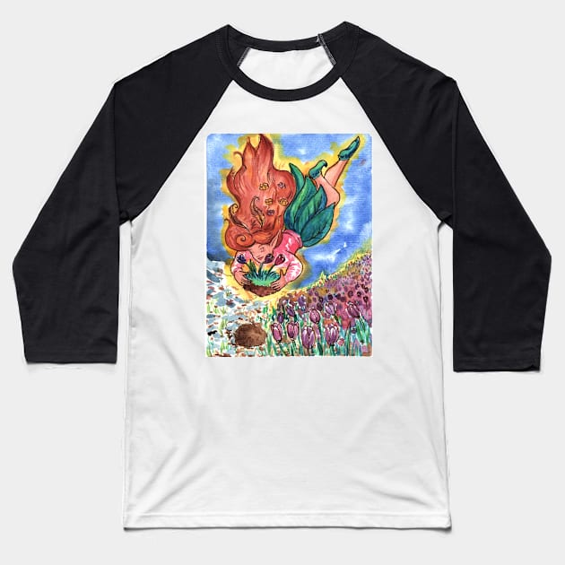 Crocus Faerie Baseball T-Shirt by Saironwen